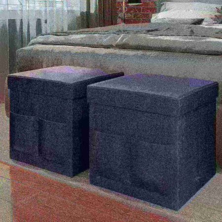 Hastings Home 2-Pack Folding Ottoman Cubes, Black 419431XNO